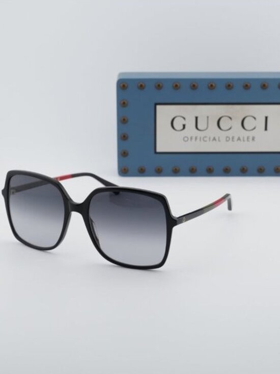 Gucci GG0544S 007 Square Sunglasses - Shiny Black/Grey Gradient